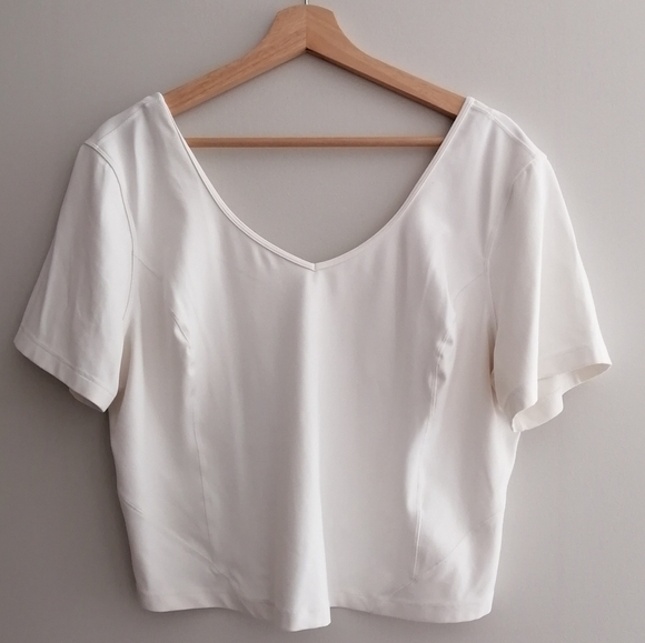 Lululemon Align T-shirt Short Sleeve Cropped White Top Large - Picture 3 of 14